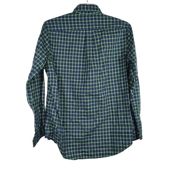 Ralph Lauren Blue Label Green Blue Plaid Shirt Men Size M Long Sleeve Pony Logo - Picture 5 of 9